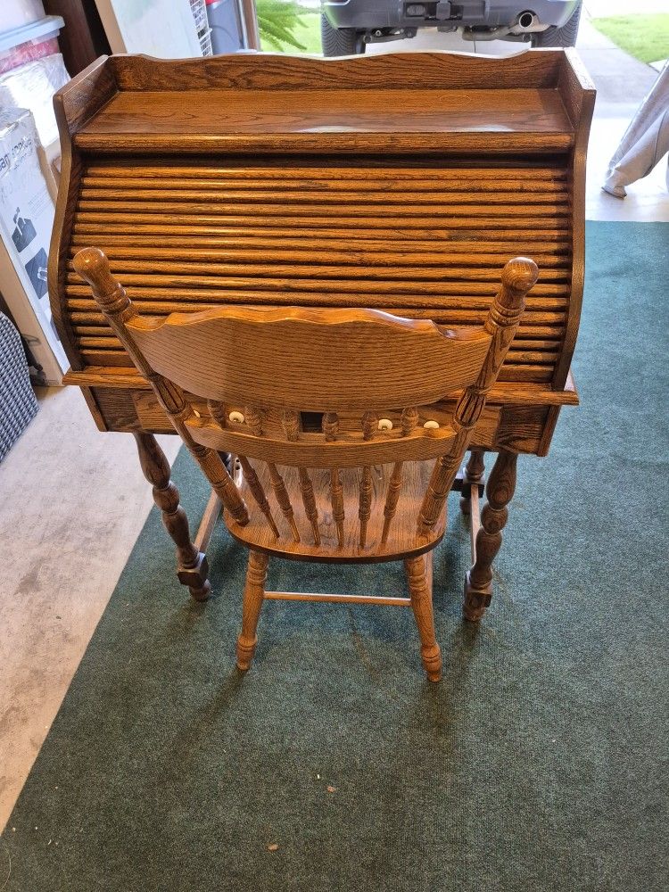 Roll Top Desk and Chair