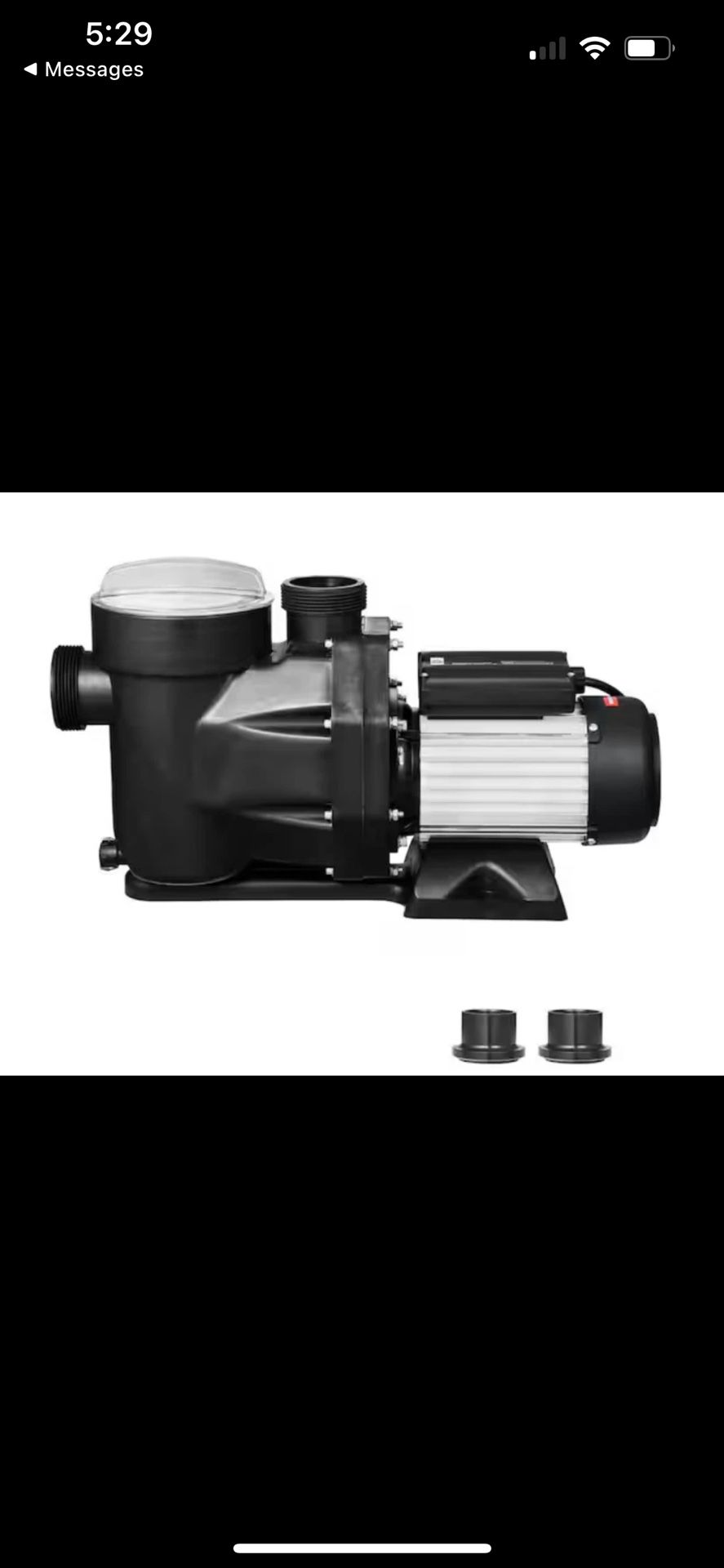 Vevor Above Ground Pool Pump 1.5 HP 122 GPM Max Flow 1-Speed 55 ft Max Head Lift