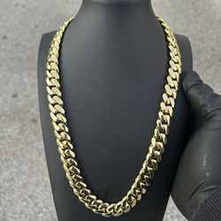 Chain 14mm Miami Cuban Link Gold Plated Chain Necklace 18k & 14k 22inch 20inch 18inch 7inch 8inch