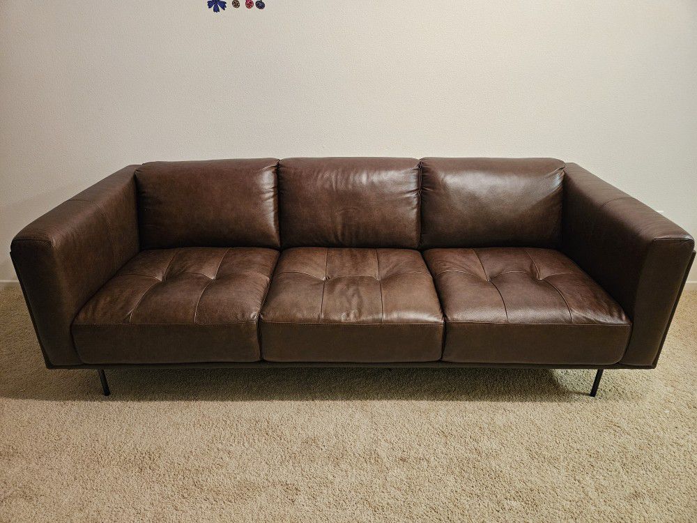 Saddle Brown Leather Sofa