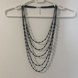 Black Beaded Multi-Strand Necklace 