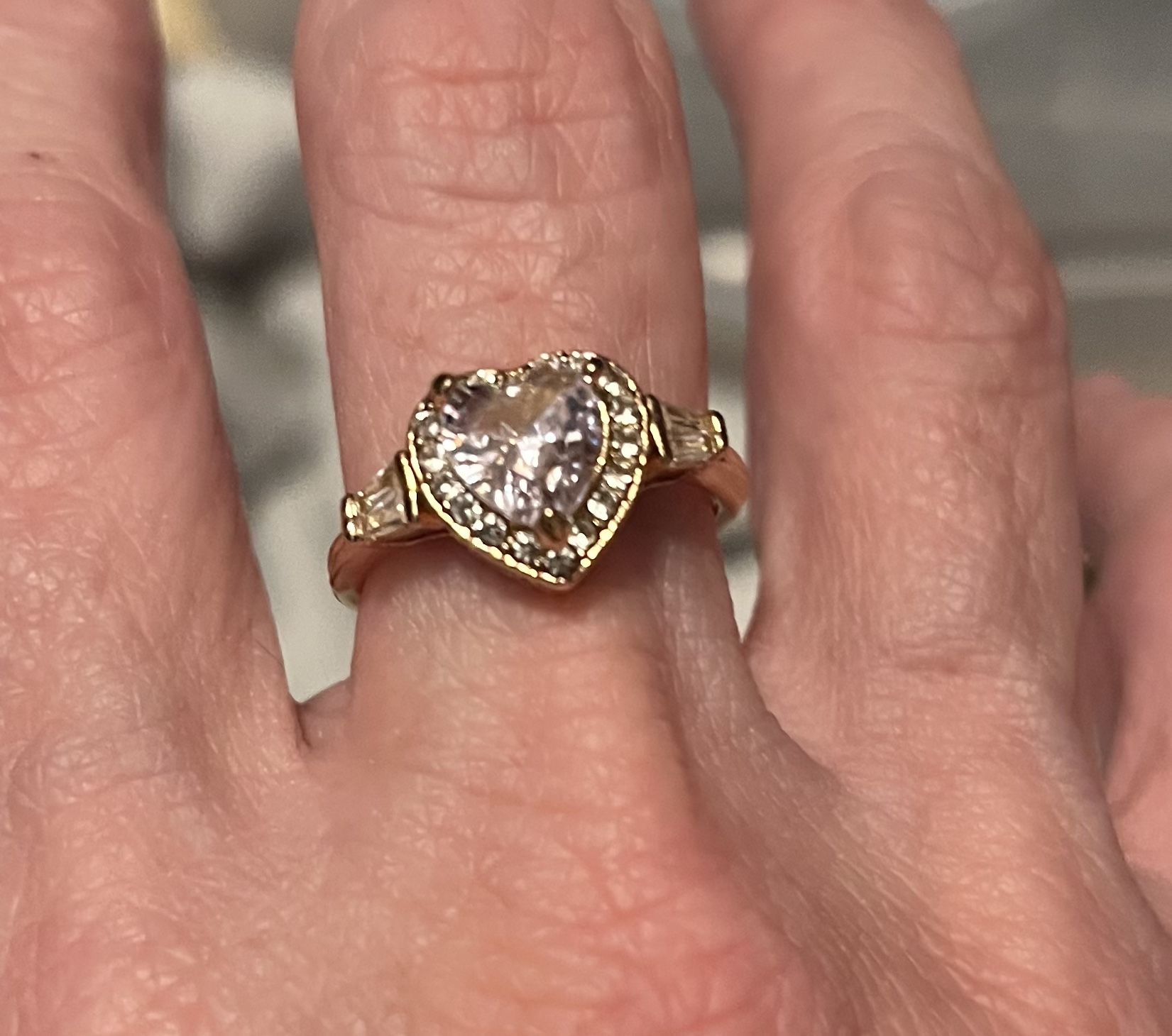 New CZ Gold Filled Heart Shaped Wedding Ring Size 8