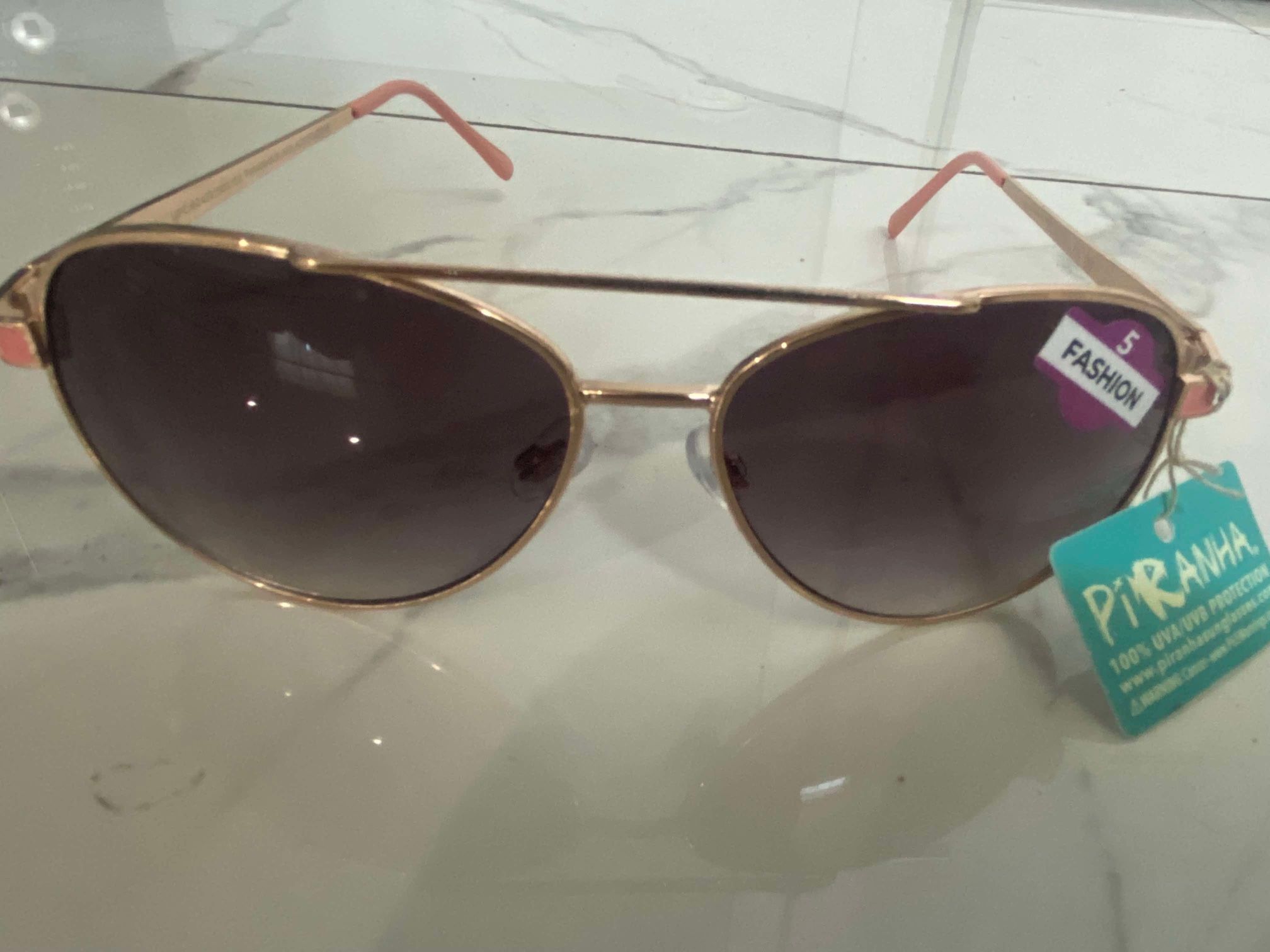 Piranha Womens Fashion Sunglasses Style # 60015 Pink Arm Tip Gold Fram
