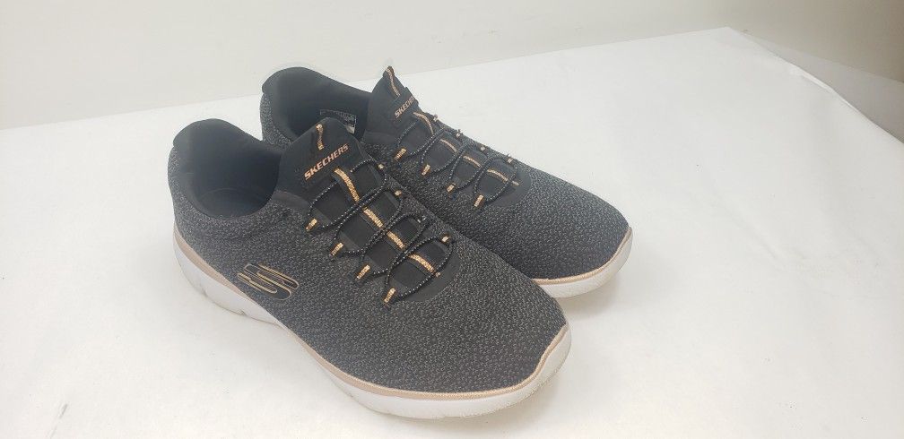 Skechers Women's Sz 10 Wide Fit Brown Running Shoes Sneakers Memory Foam