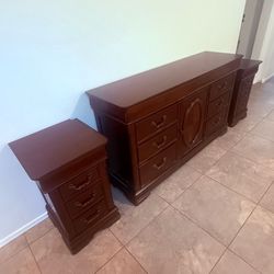 Cherry Wood 8- Drawer Dresser and Nightstand Set