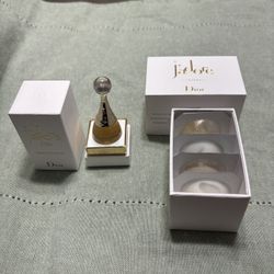 Dior J'adore Les Adorables 4pc Discovery Set: Scrub, Body Milk, Hand Cream, Gel and mini perfume dabber