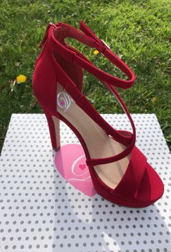 Red open toe high heel