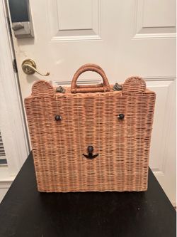Meri Meri Bear Wicker Suitcase Picnic Basket Kids Baby Nursery