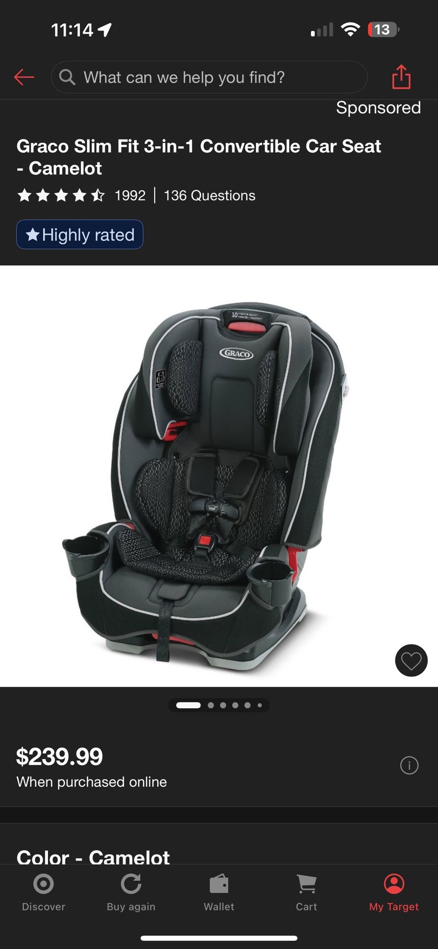 Graco Slim Fit Car Seat 3 In One Convertible