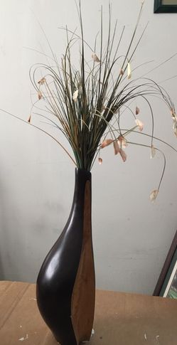 Tall wooden table vase
