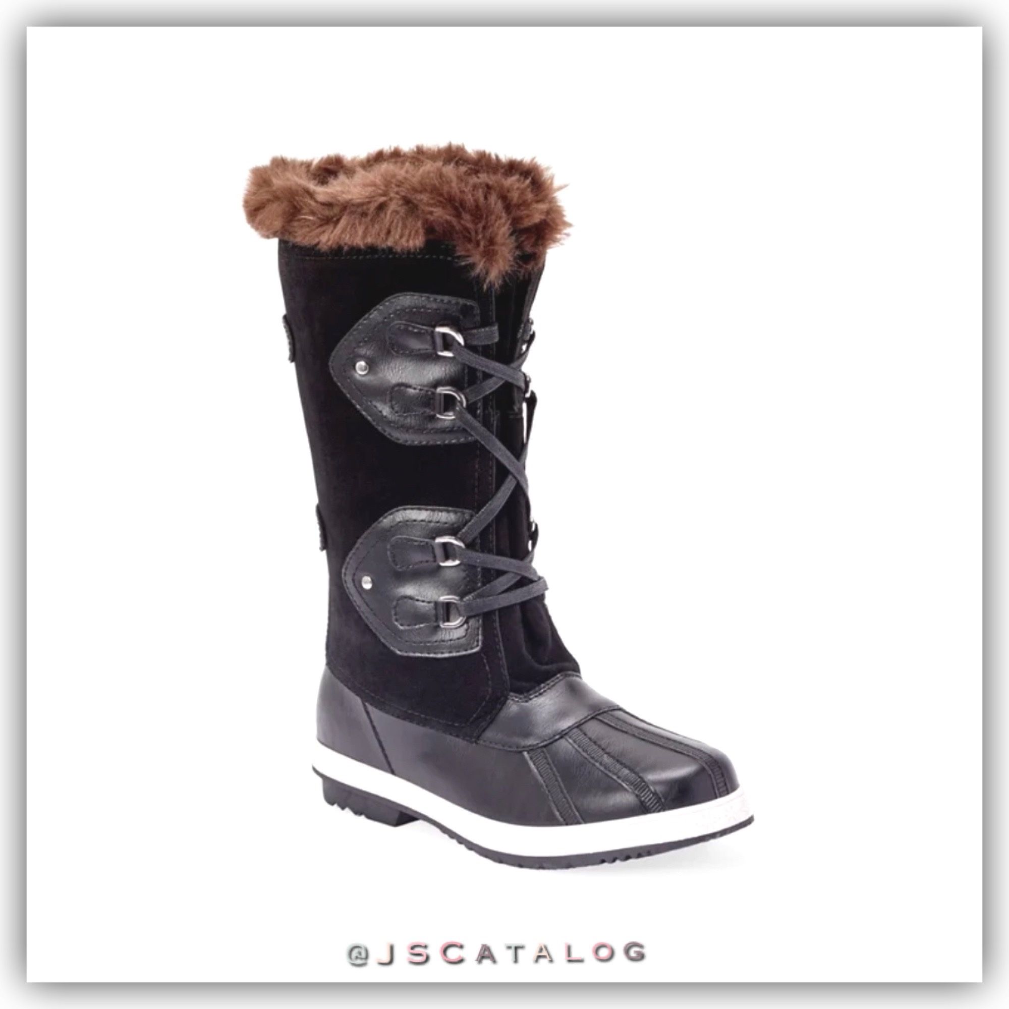 Marley NEW Lace Up Faux Fur Snow Winter Boots In Black Size 7