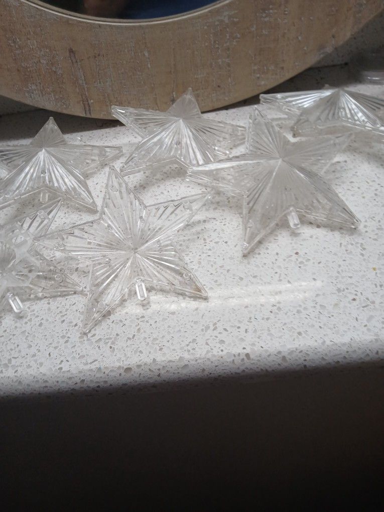 5 Vintage Plastic Stars For String Lights