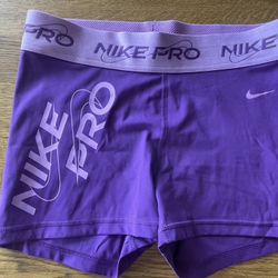 Nike Pros Womens Shorts Size M 3” Inseam Purple Graphic