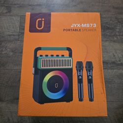 JYX Bluetooth PA Speaker System with 2 Wireless Mics, Retro 60W Karaoke Machine with LED Lights, Supports Recording, USB/TF/AUX/MIC Input