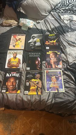Kobe Bryant Mamba Mentality Hc Book And 7 Tribute Magazine Collection and Vintage Three peat sport Illustrated commemorative issue 2002
