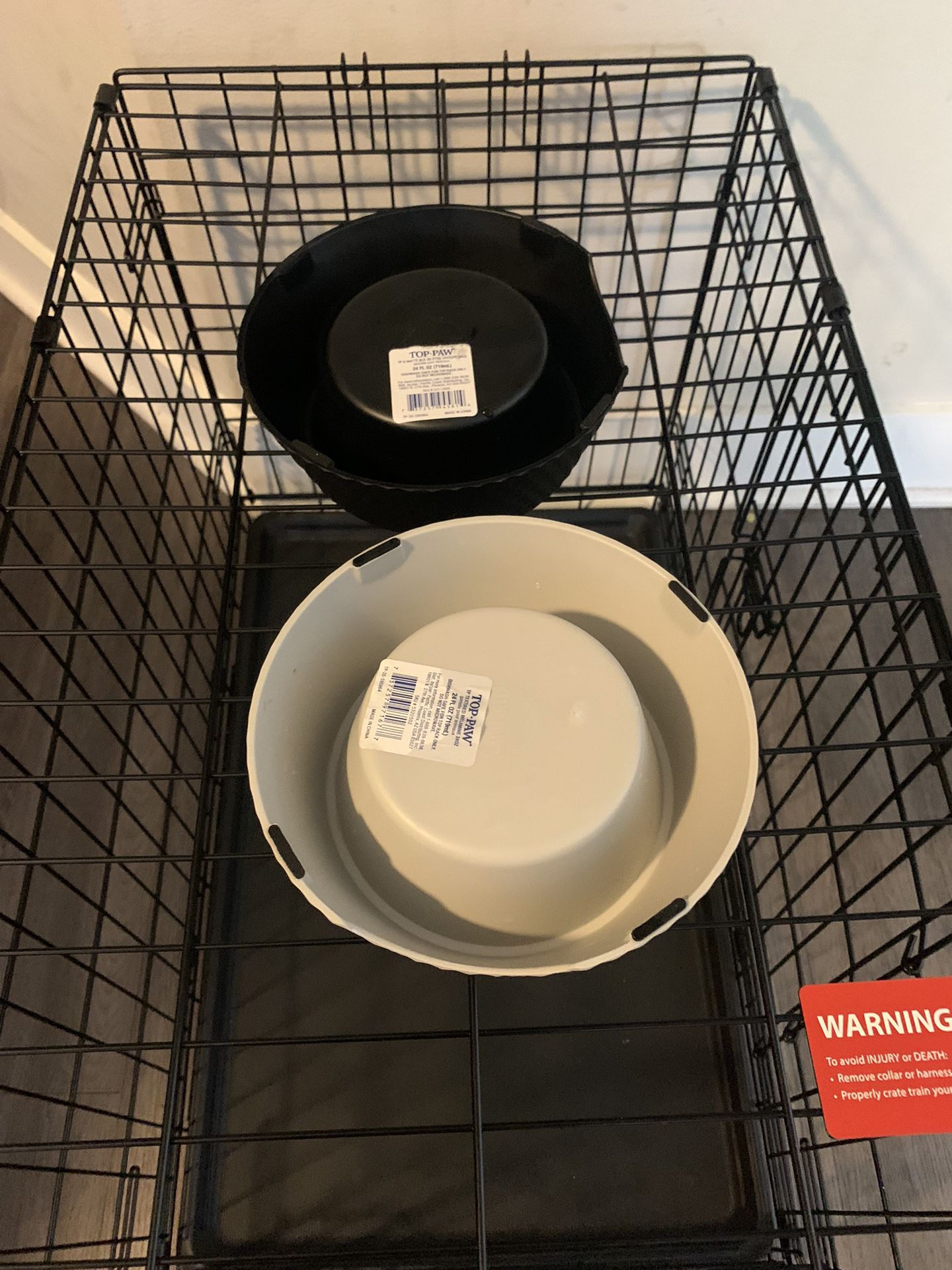 Dog crate With Food And Water Bowl