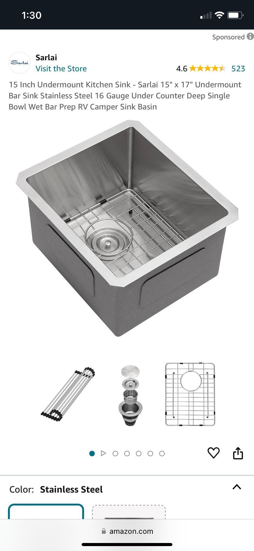 Brand New Rv 15×17 Kitchen Sink For $120