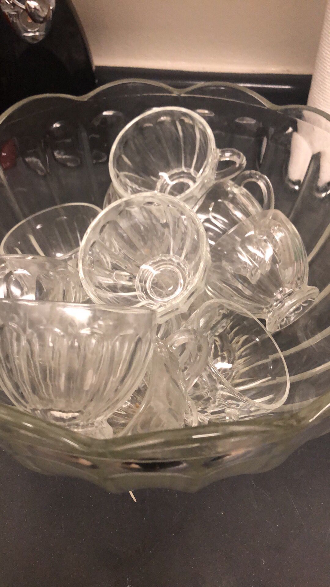 Punch bowl and glasses