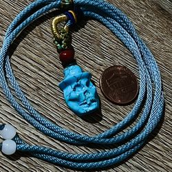 Handcarved Turquoise Skull Pendant Necklace Amulet 