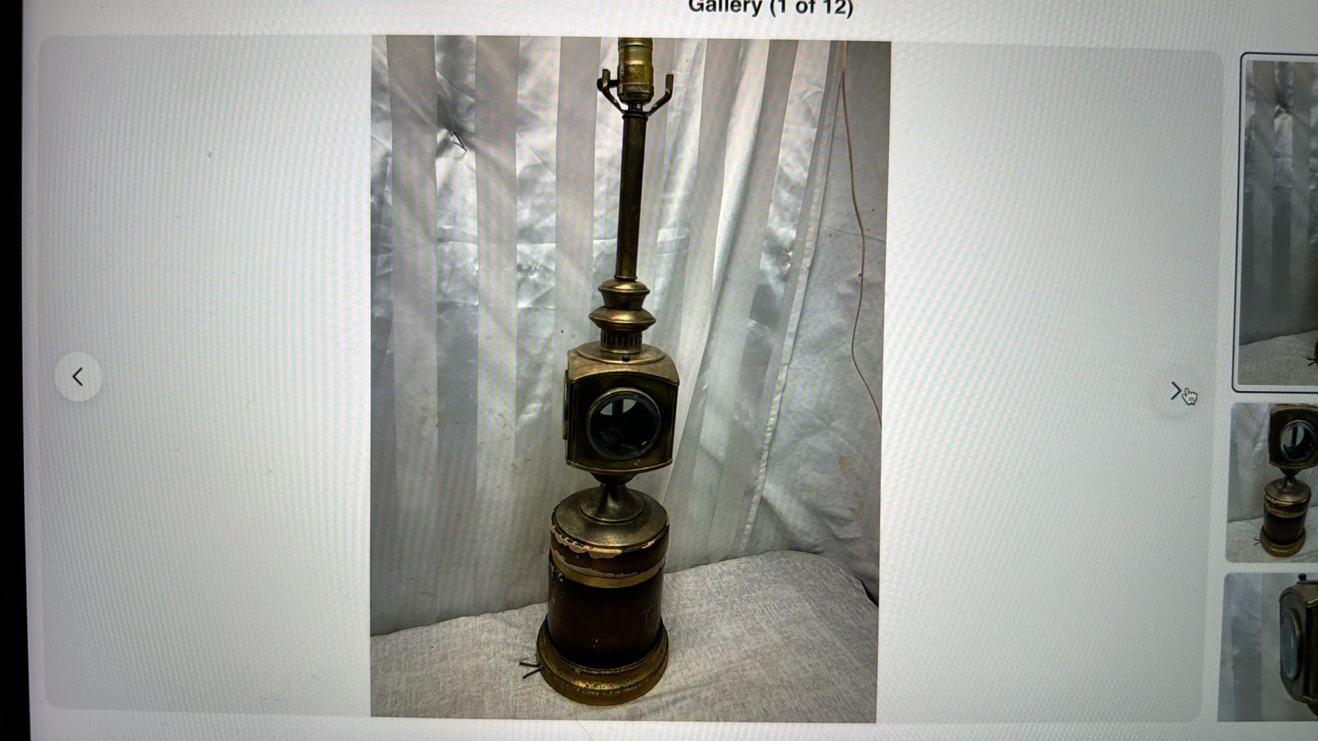Wood & Brass MCM Railroad Style Table Lamp FOR RESTORING