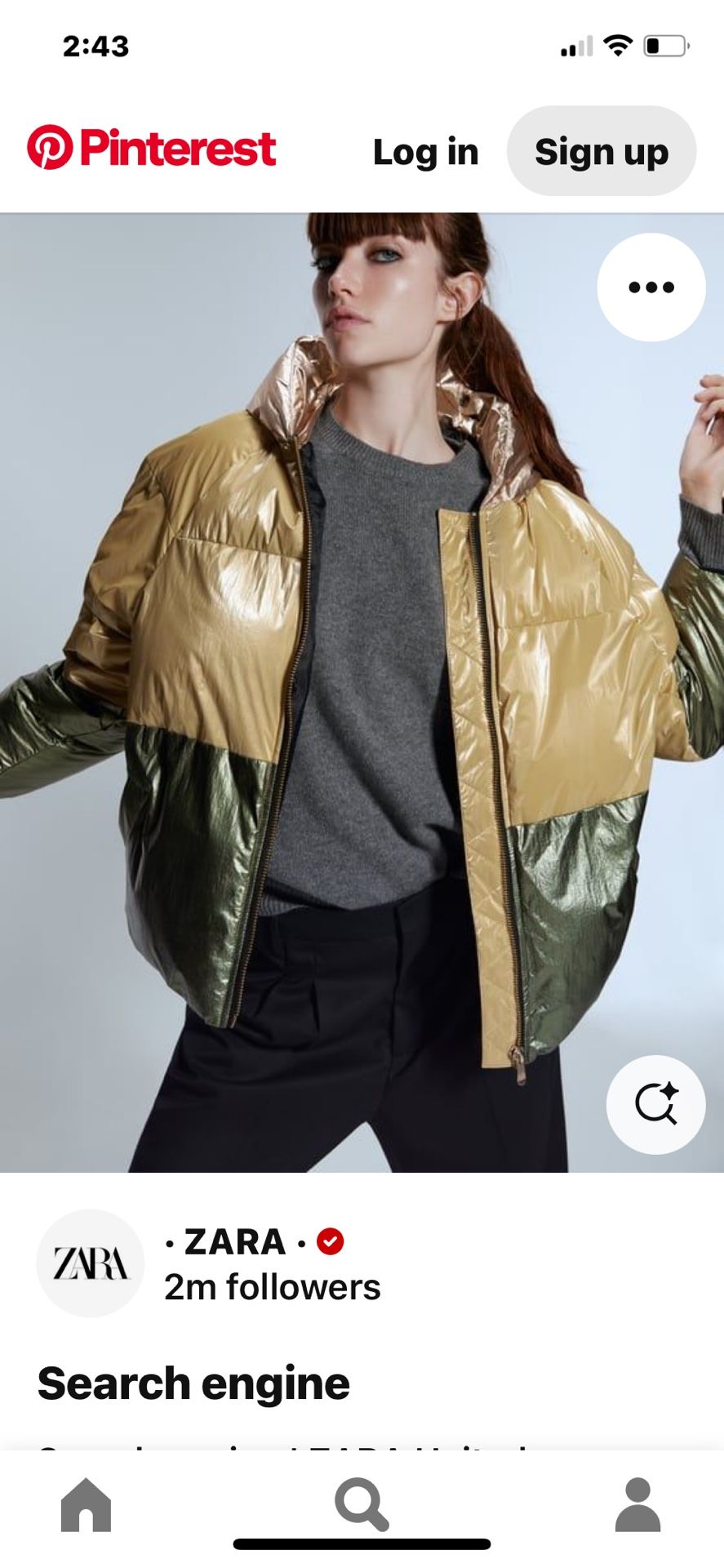 Zara Golden Metalic Colour Block Puffer Coat L