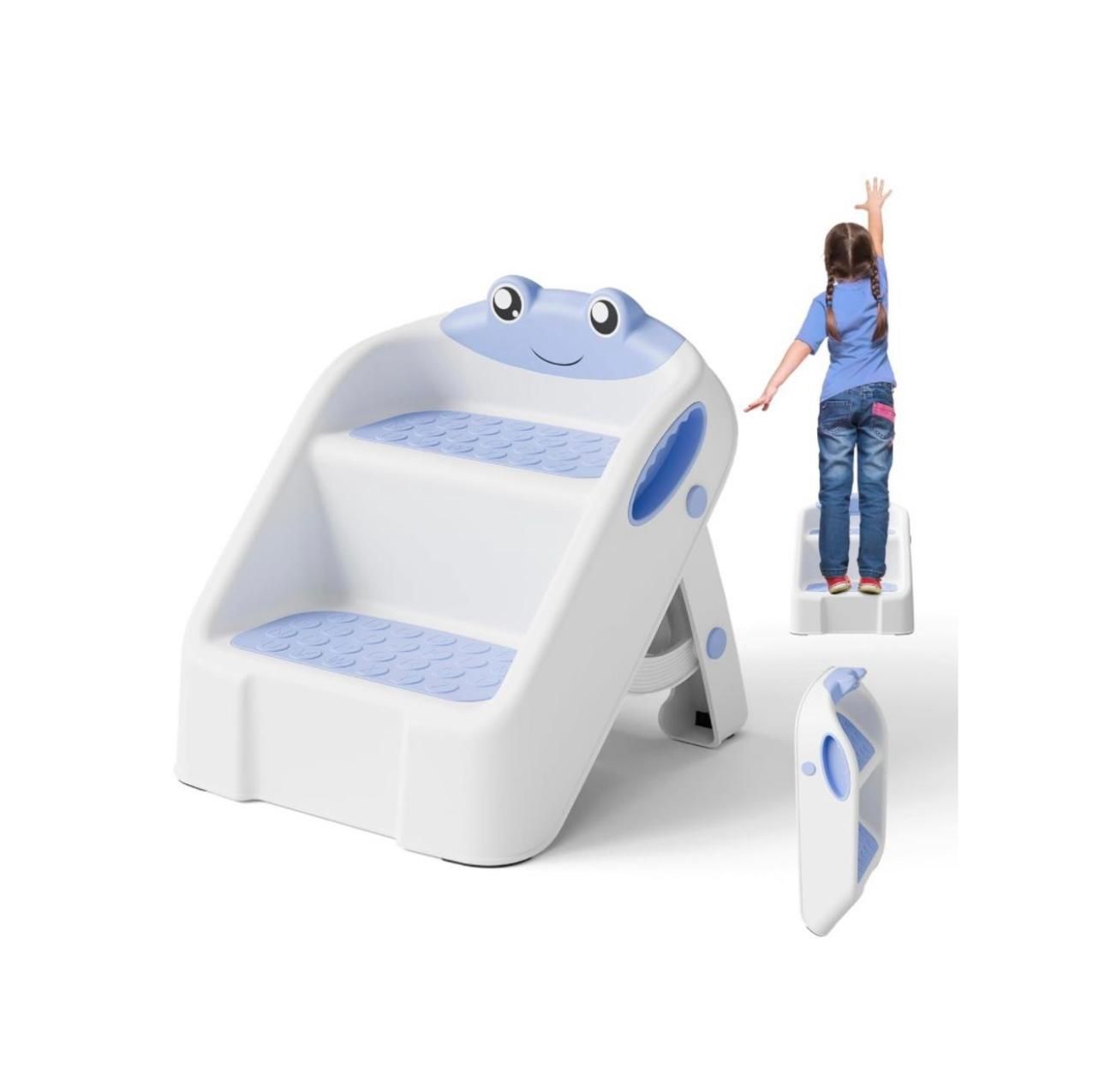 Toddler Step Stool, Easy to Fold Step Stool for Toddlers with Non-Slip Surface & Alphabet Patterns, Lightweight & Cute Kids Step Stool for Potty Train