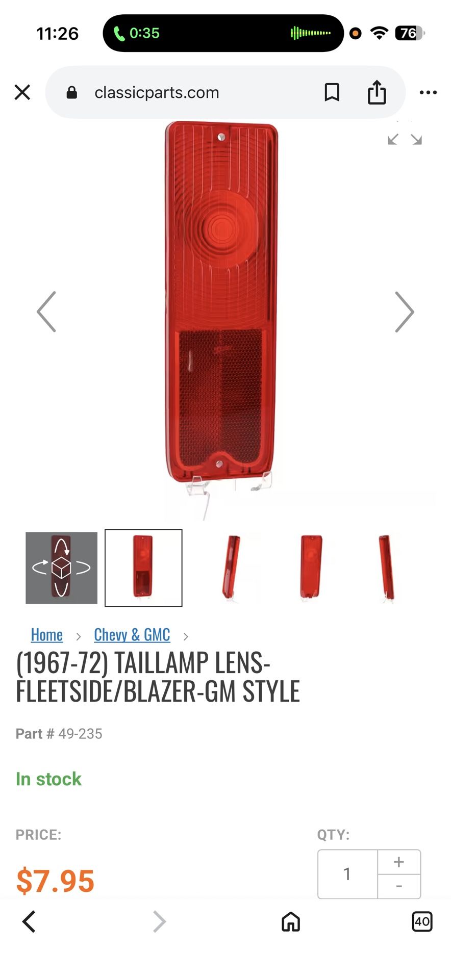 1967-72 Red Tail Light Lens