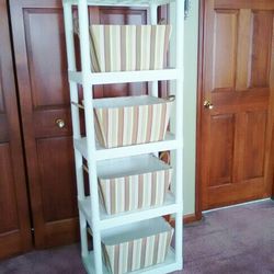 shelves with baskets