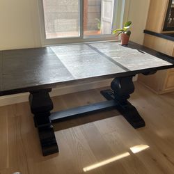 72” Black Solid Wood Dining Table