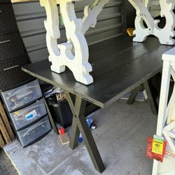 Green Wood Leaf Table $75