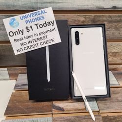 Samsung Galaxy Note 10 256gb  Unlocked, FREE Smartwach/ Headphones. Pay $1 Today Rest in payments. NO CREDIT NEEDED FINANCING