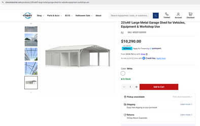 23×46 ft Steel Garage Shed with 2 Doors