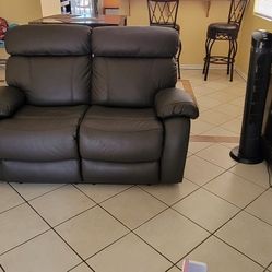 Top Grain Brown Reclining Leather Sofa And Love Seat