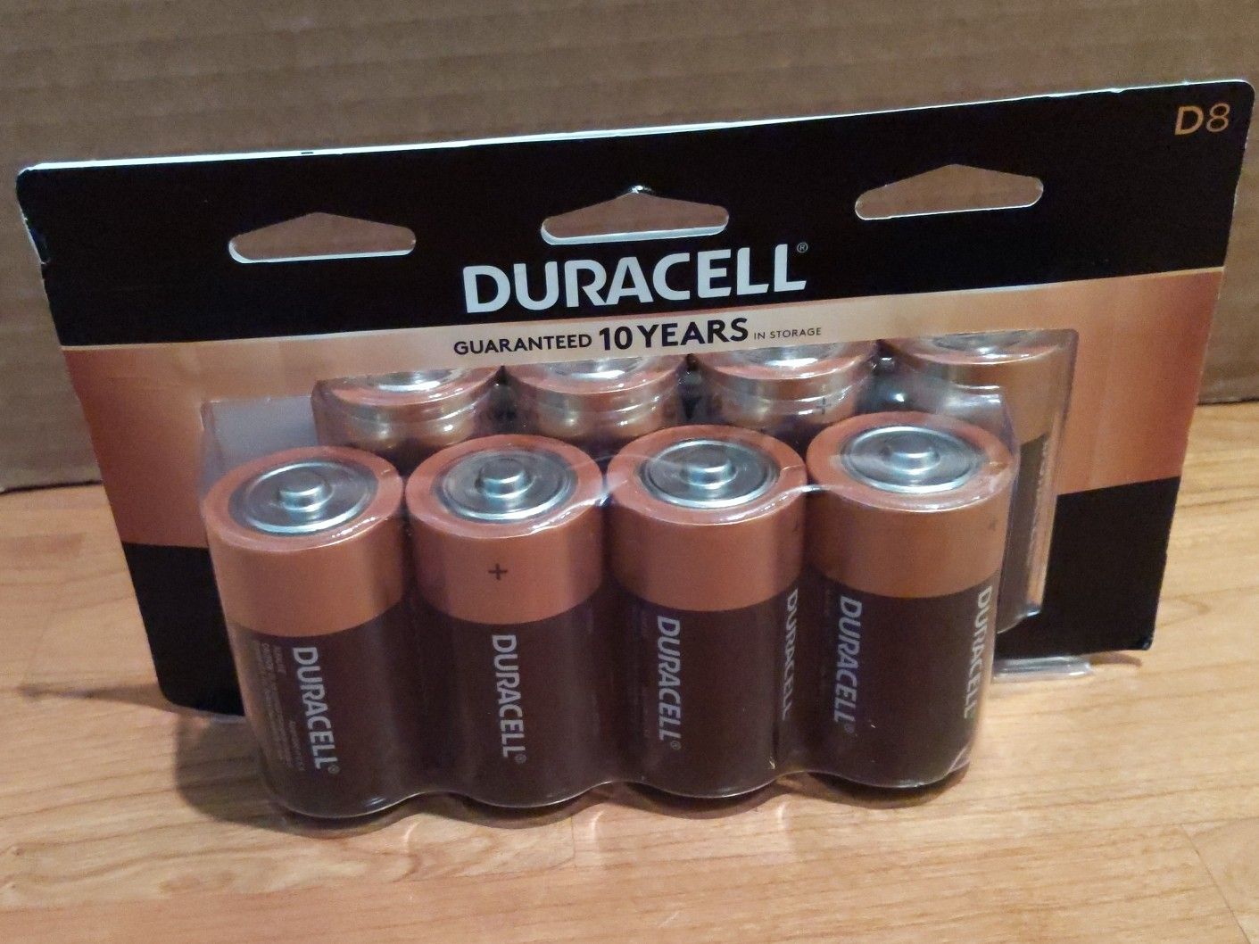 Duracell Coppertop D alkaline batteries, 8 pack
