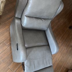 Gray Leather 2-n-1 Rocker & Recliner 