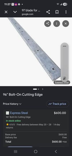 97"Heavy equipment blade for bucket.