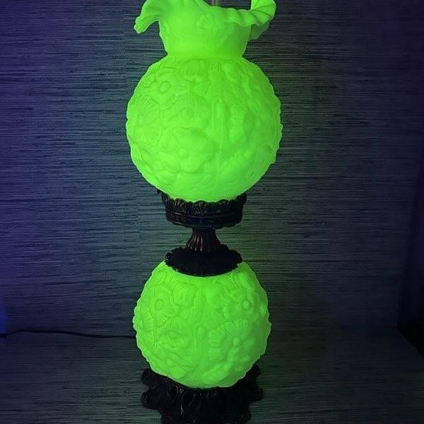 Vintage Satin Lime Sherbert Lamp 