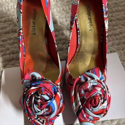 Jeffrey Campbell La-Fleur Red Blue Combo Pumps Size 8