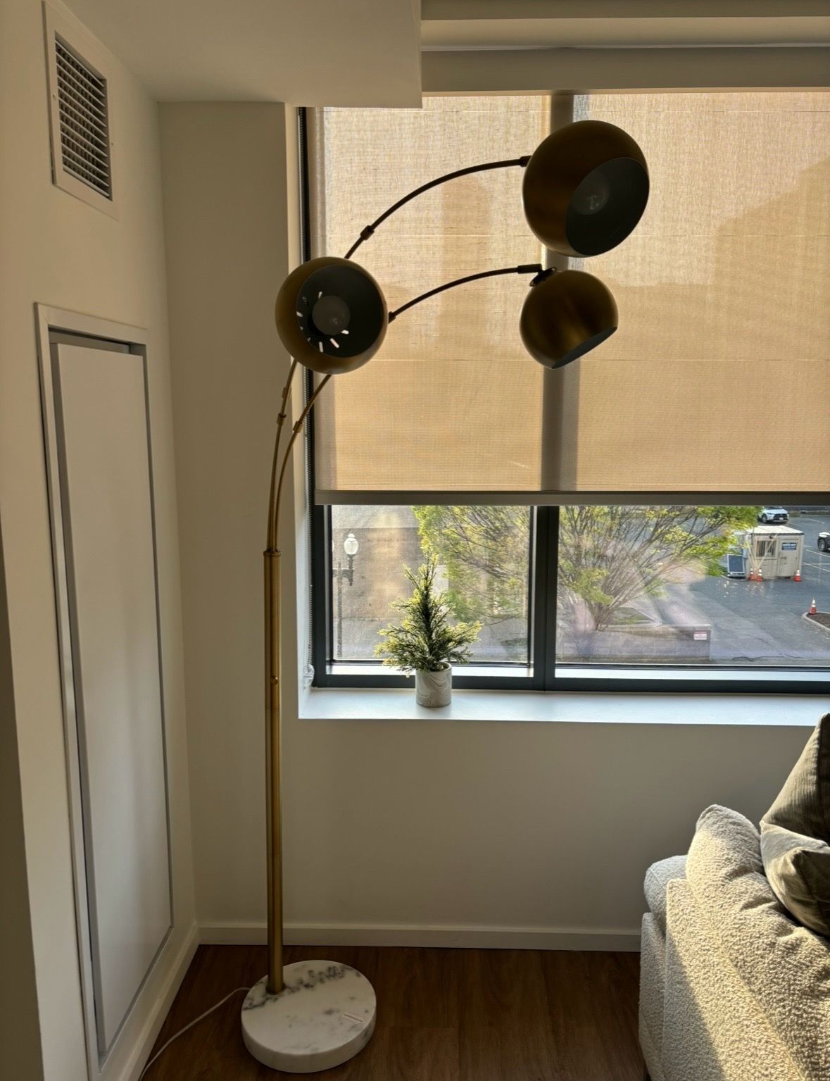 3 light bulb gold floor lamp