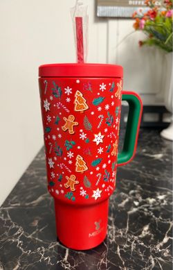 Unused, Meoky 40 oz Insulated Stainless Steel Christmas Tumbler with Handle See Description