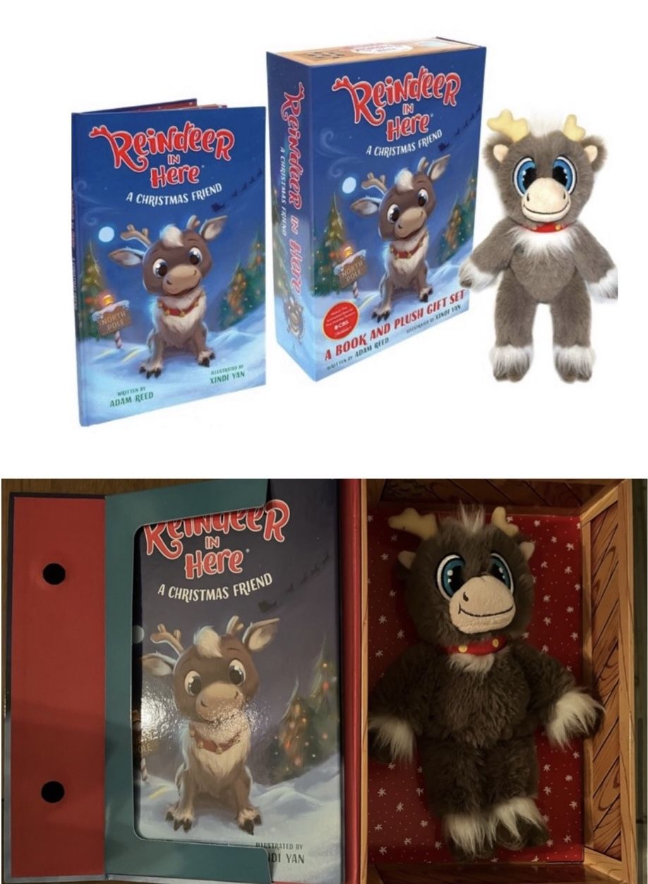 New In Box Reindeer In Here Book & Stuffed Animal 
