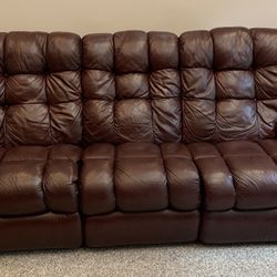 Lazy Boy Maroon Leather Sofa, Loveseat, And Recliner 