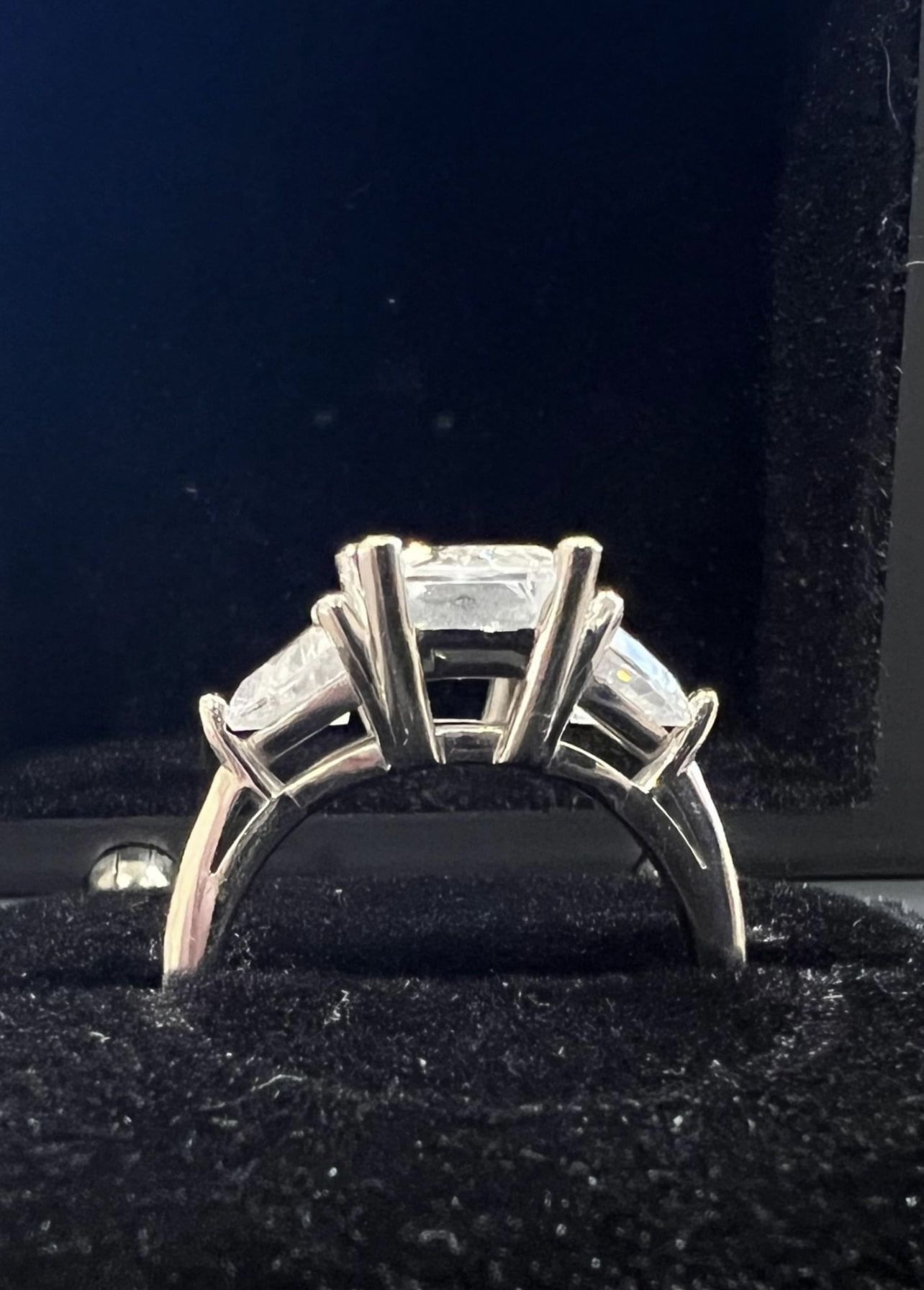 Radiant engagement ring & wedding band for sale size 7.5