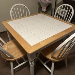 Tile & solid wood dining table