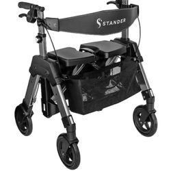 EZ Fold-N-Go 4-Wheel Bariatric Rollator with Large Seat in Black 
