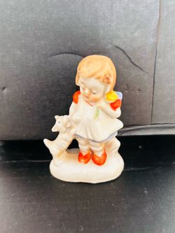 Vintage Porcelain Girl with dog Figurine