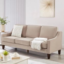Elegant 3-Seat Sofa – Beige Upholstered Couch