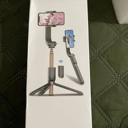 Gimbal Stabilizer for Smartphone with Extendable Selfie Stick and Tripod, 1-Axis Multifunction Remote 360°Automatic Rotation, Auto Balance for iPhone/