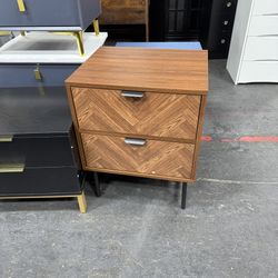 Vantage 2-Drawer N ightstand Brown Vintage MDF Wood Finish,