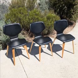 (x3) Room & Board Pike Chairs / White Oak + Black Leather